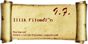 Illik Filomén névjegykártya